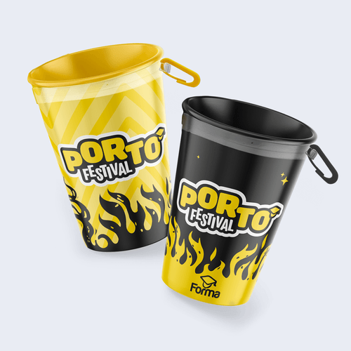 Combo 2 copos Porto 25: Preto e Amarelo